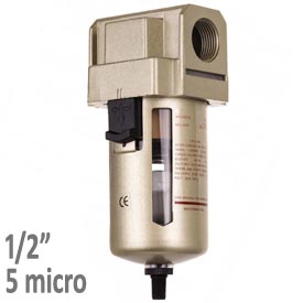 Filter vzduchu-odkaľovač AF4000-04D, Závit:1/2", autovypúšťací ventil, 5 mikro