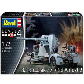 Revell 8,8cm Flak 37 +  Sd.Anh.202 Model Set tank 1:72, 196 dielov