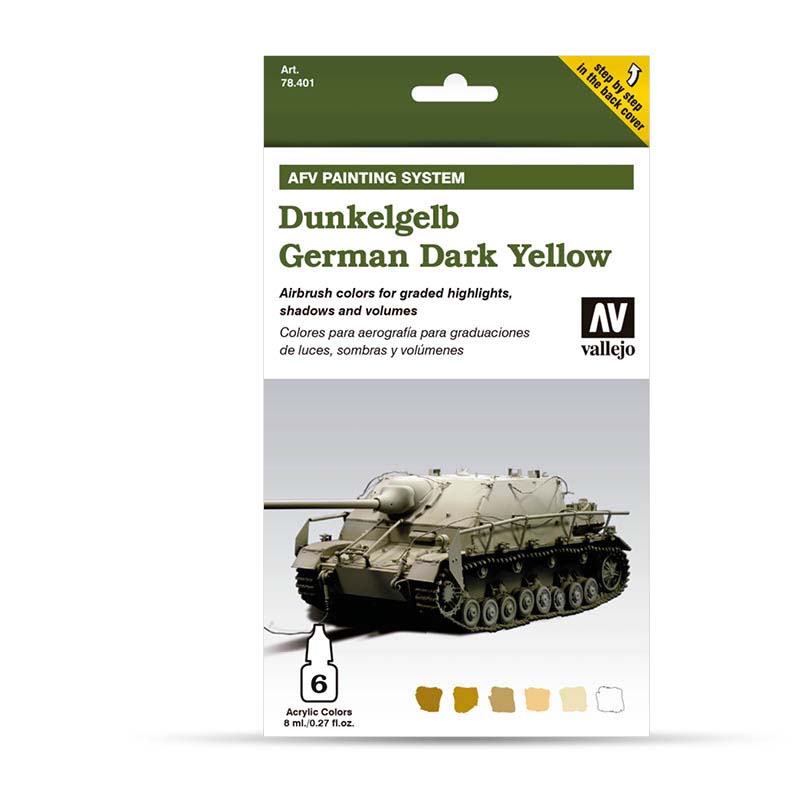Vallejo 78.401 sada airbrush farieb German Dark Yellow 6x8 ml