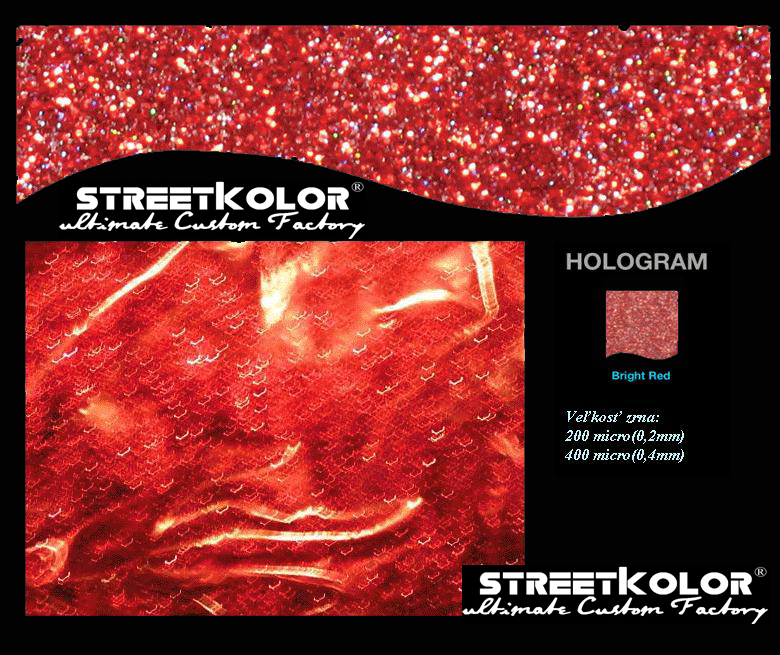 Hologram Červený Svetlý, 100 gramov, 200 micro=0,2mm