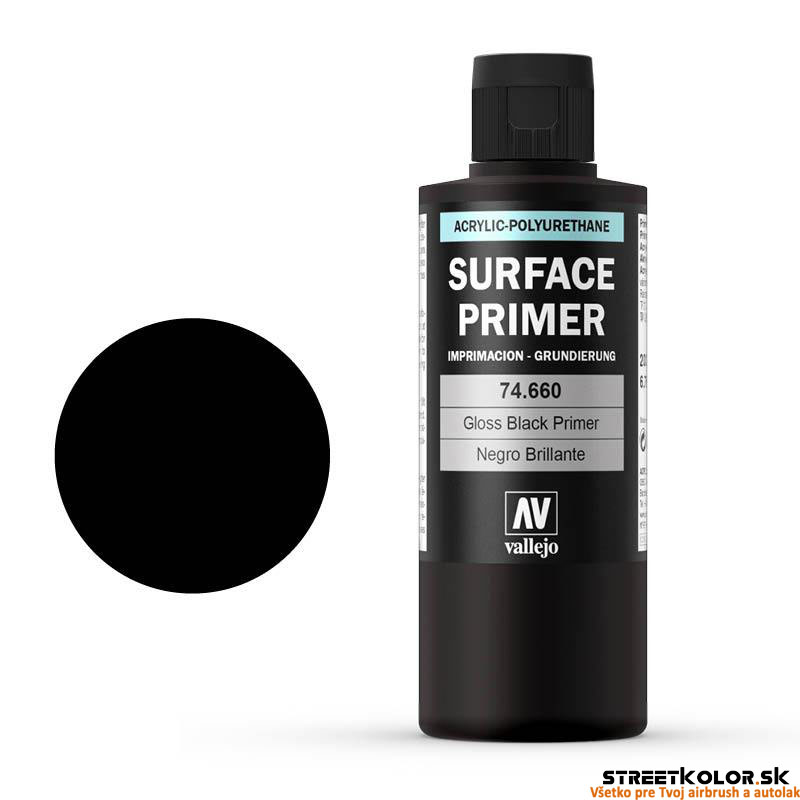 Vallejo 74.660 lesklý čierny podklad pre airbrush farby 200 ml