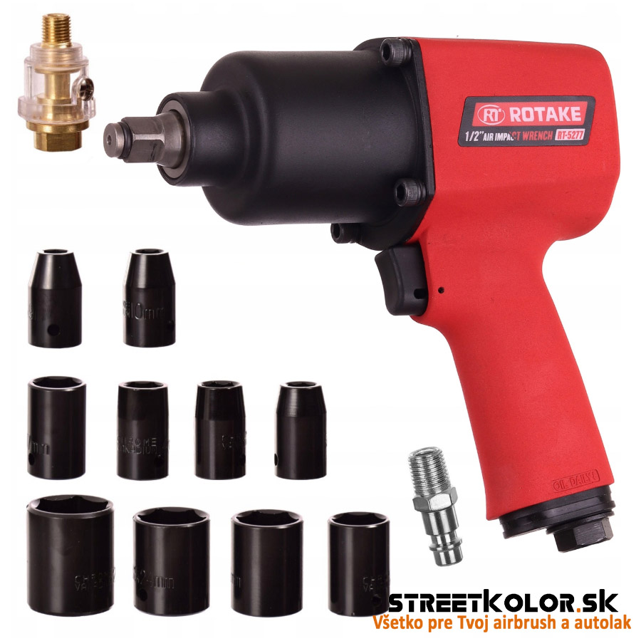Pneumatický uťahovák ROTAKE RT-5277 1/2" + násadky, 1492Nm, TWIN HAMMER