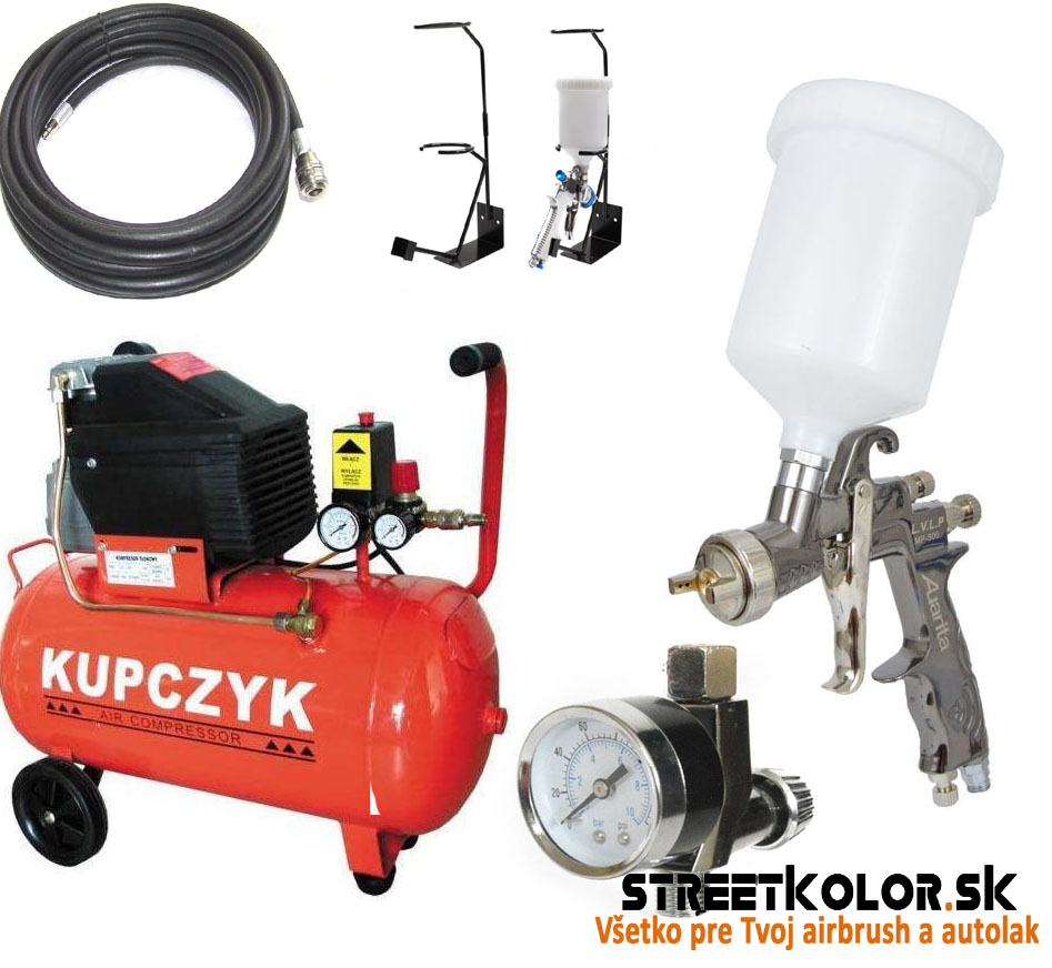 Kompletný striekací set s kompresorom a pištoľou 1,4mm pre garážového majstra