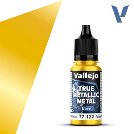 VALLEJO TRUE METALLIC 77.122 Žltá metalická akrylová airbrush farba 18 ml