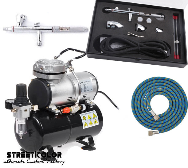 Airbrush set: Kompresor AS-186 a pištoľ  BD-183K 0,3+0,5+0,8mm + hadica 