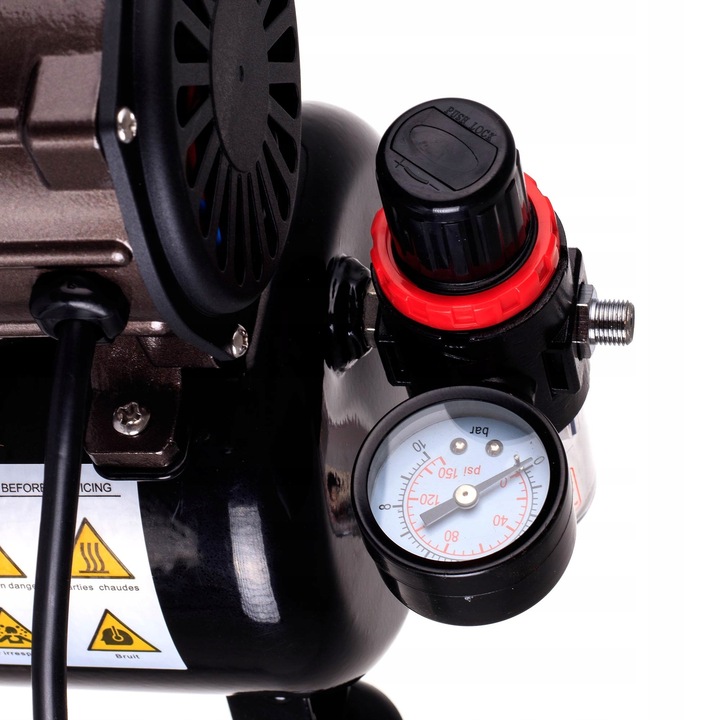 Bezolejový jednoválcový airbrush kompresor ROYALMAX TC-80T, iba 47dB