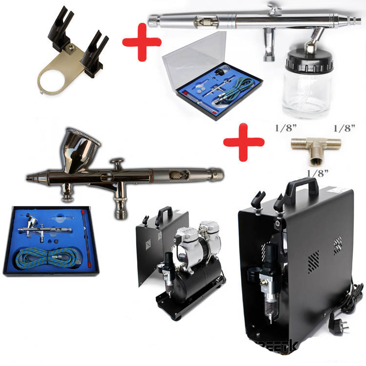 Airbrush set: Kompresor FENGDA AS-196A + AIRBRUSH FENGDA BD-180K + AIRBRUSH FENGDA BD-182K
