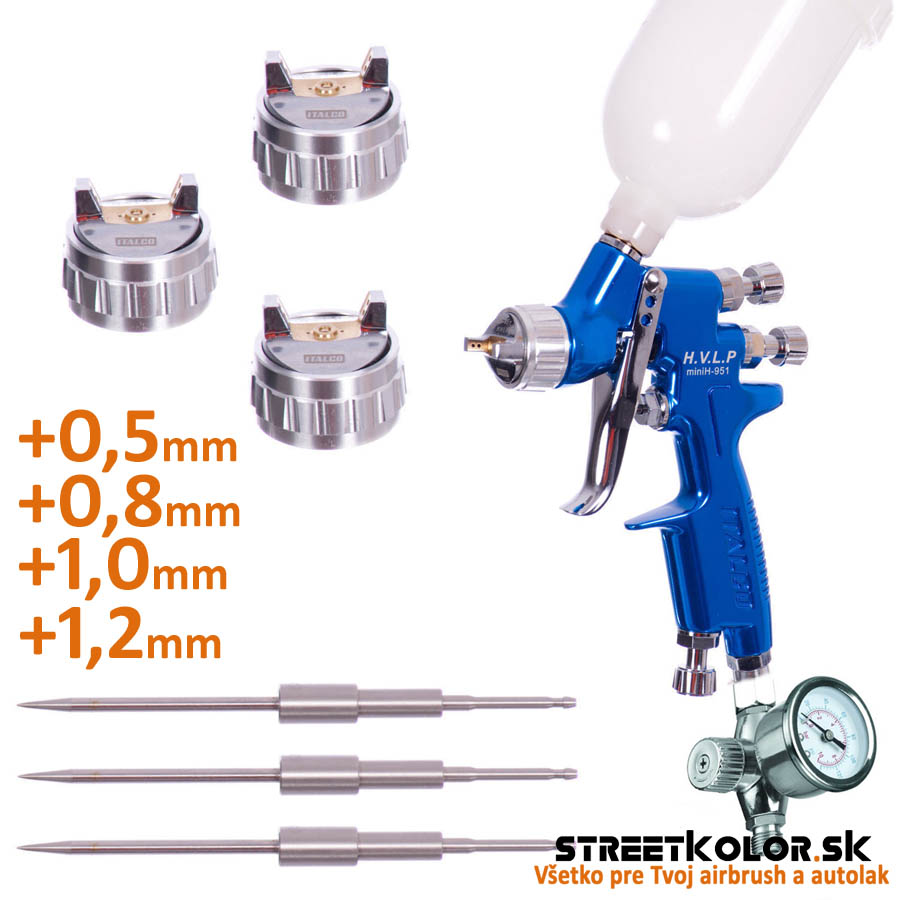 ITALCO H-951 HVLP s tryskami 0,5+0,8+1,0+1,2mm a regulátorom tlaku