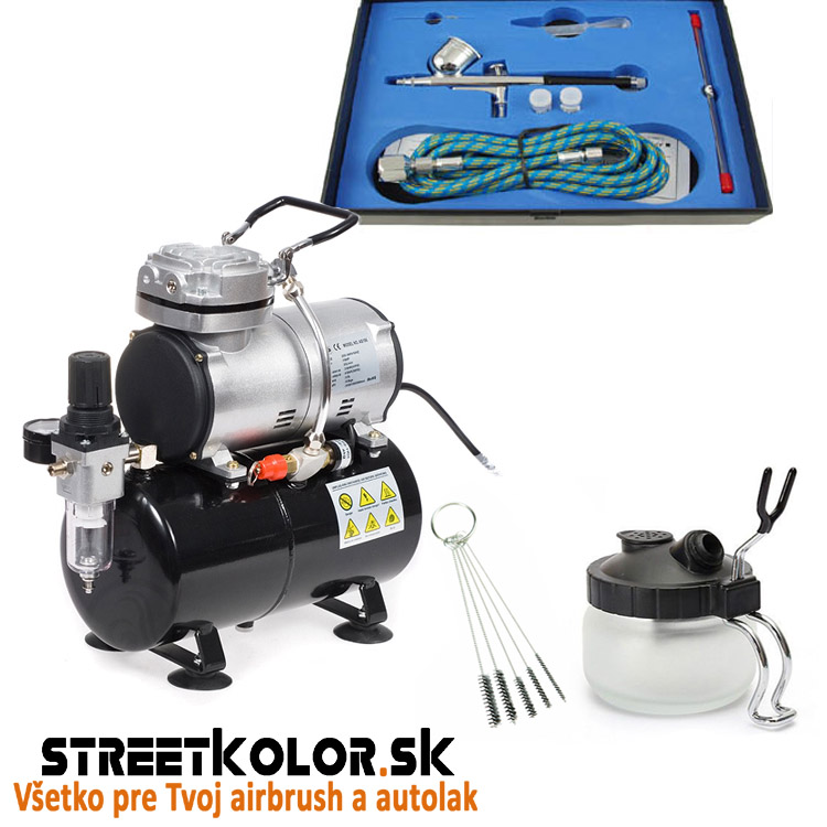 Airbrush set: Kompresor Fengda AS-186 a pištoľ  Fengda BD-130K + čistiaca sada