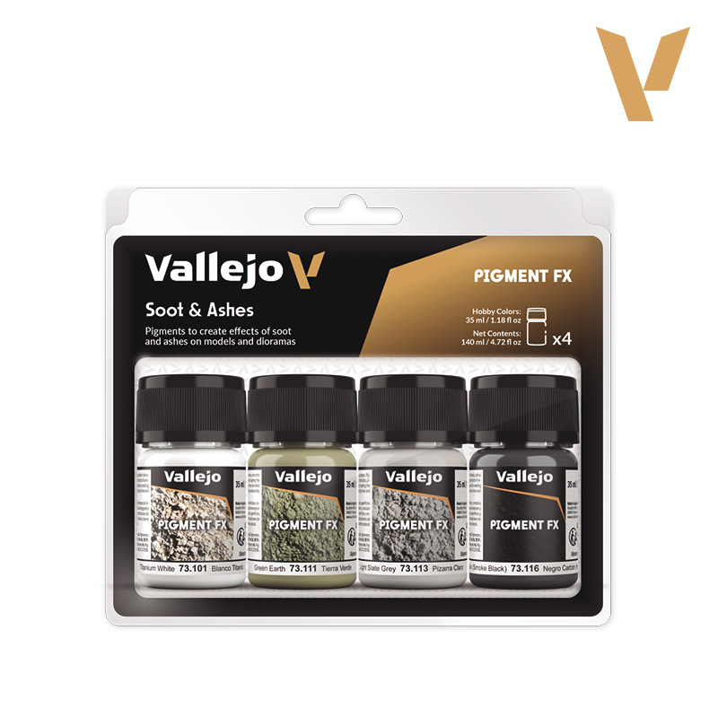 Vallejo Pigment Fx Soot and Ashes set 73193,  4 x 30ml