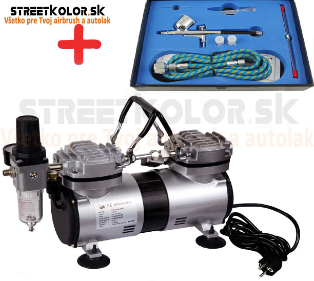 Airbrush set: Kompresor AS19-2 a pištoľ Fengda  BD-130K 0,2+0,3+0,5mm + hadica 