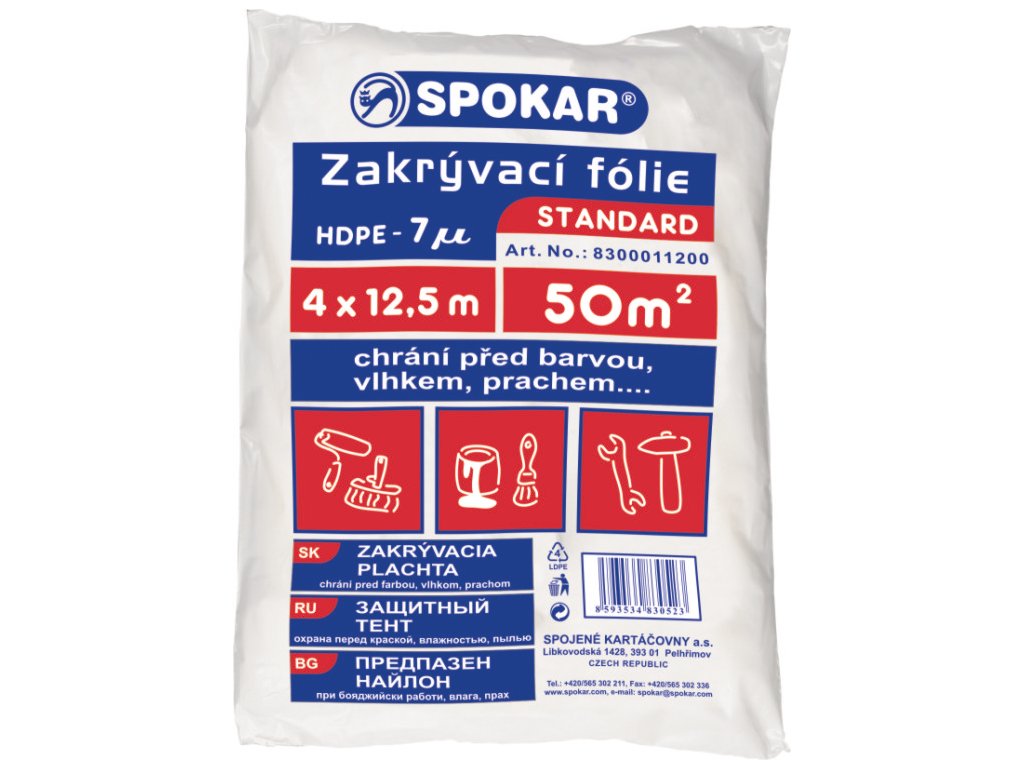 Zakrývacia fólia 4 x 12,5m, Hrúbka 7µm, HDPE