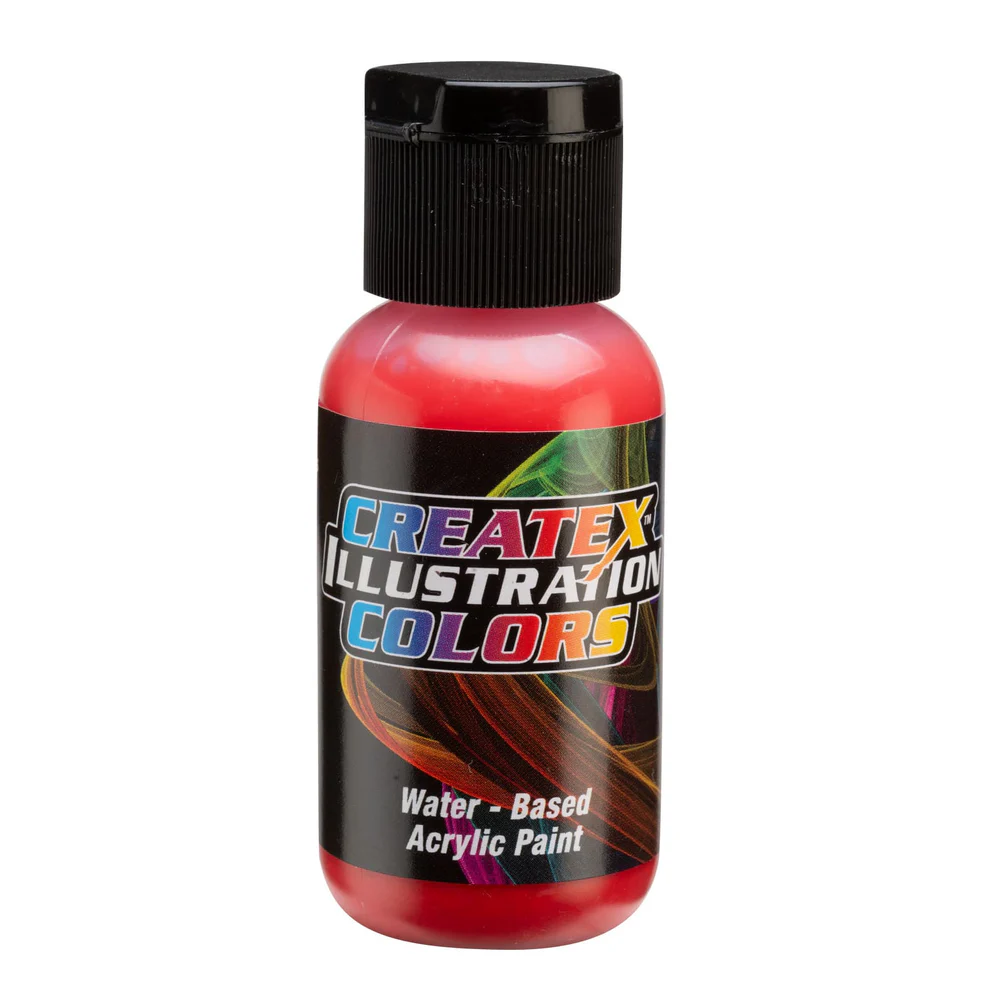 Ilustračná Červená airbrush farba CreateX 30 ml – 5053 Transparent Scarlet Red