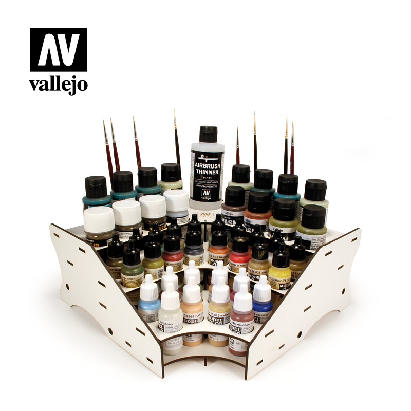Vallejo 26.008 Stojan pre airbrush farby a štetce, 27 x 27cm (VALLEJO 26.008 PAINT DISPLAY AND WORK)