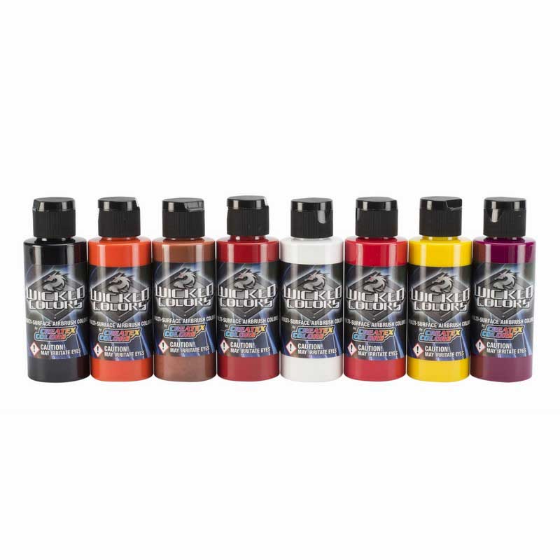 8x60ml Wicked Kent Lind warm sada airbrush farieb W113-00