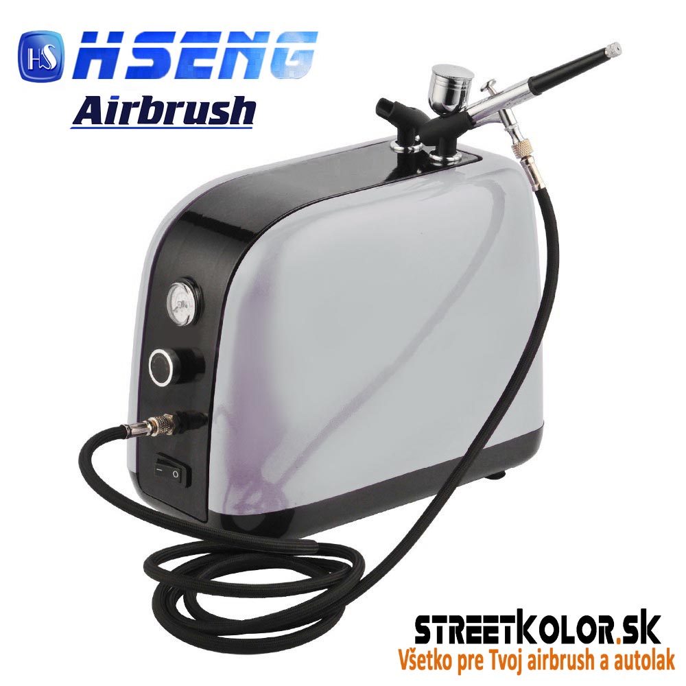 Airbrush set s kompresorom HS-386K + airbrush pištoľ HS-30 - extra tichý chod