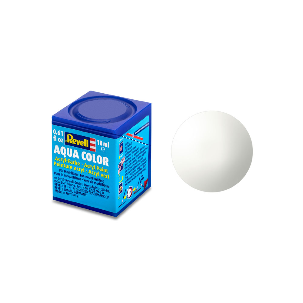 REVELL AQUA 04 Biela Lesklá akrylová modelárska farba  (RAL9010), 18ml (REVELL 36104 CLEAR GLOSS 18ML)