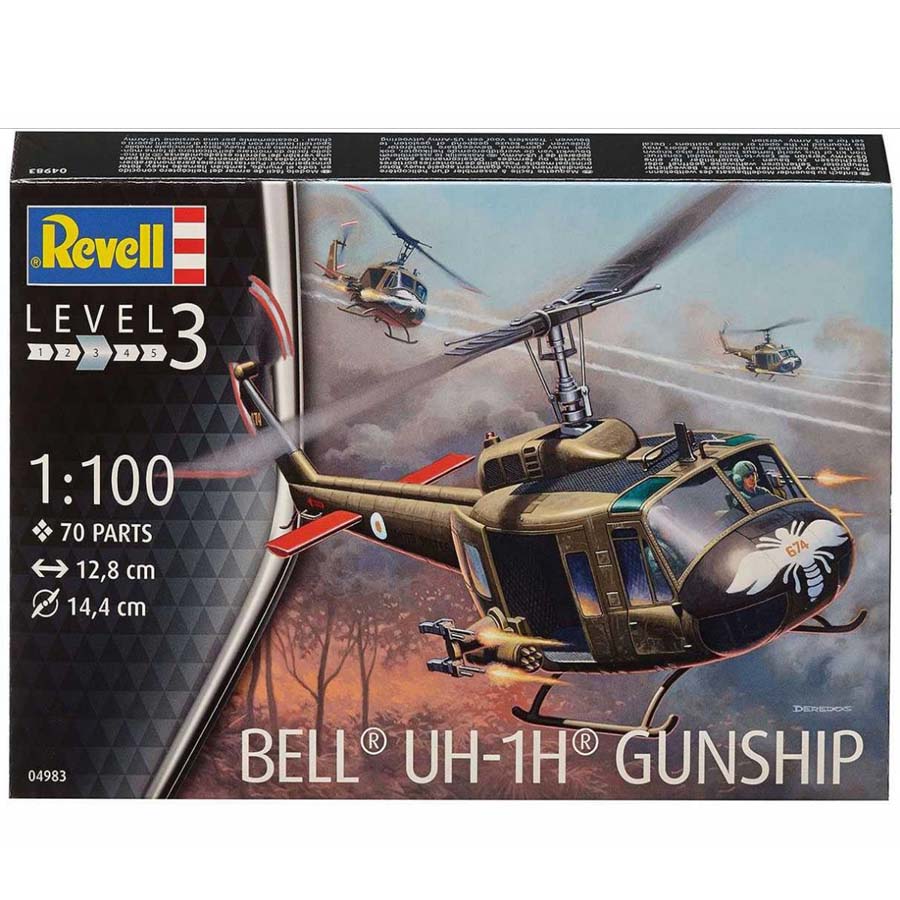 Revell Bell UH-1H Gunship Model Set vrtuľník 1:100, 70 dielov