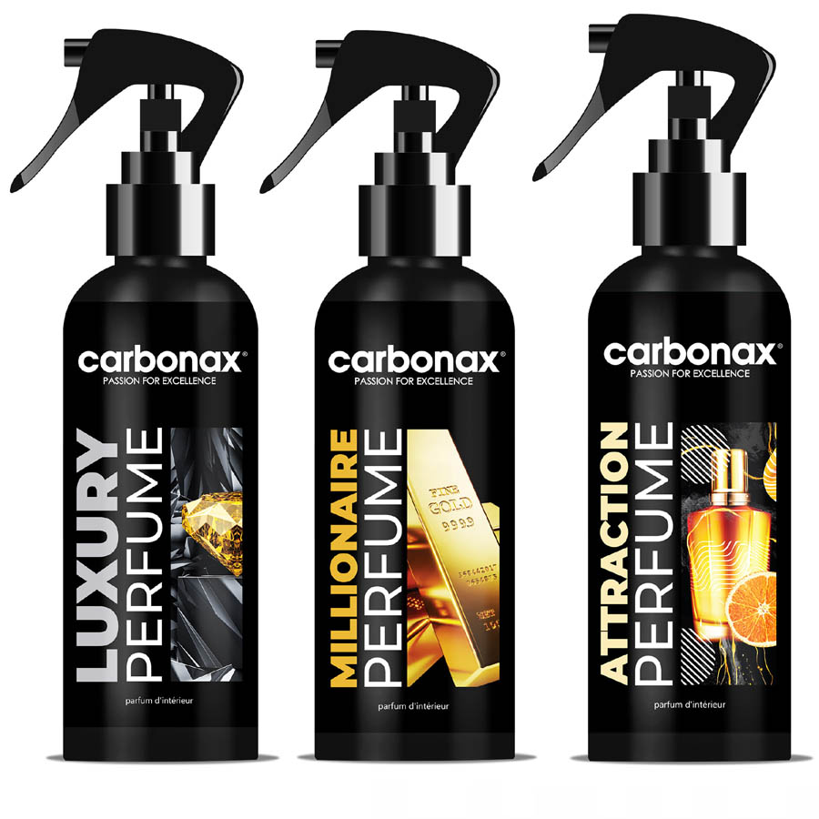 CARBONAX® set autoparfémov pre luxusne zmyselné auto, 3x 150ml