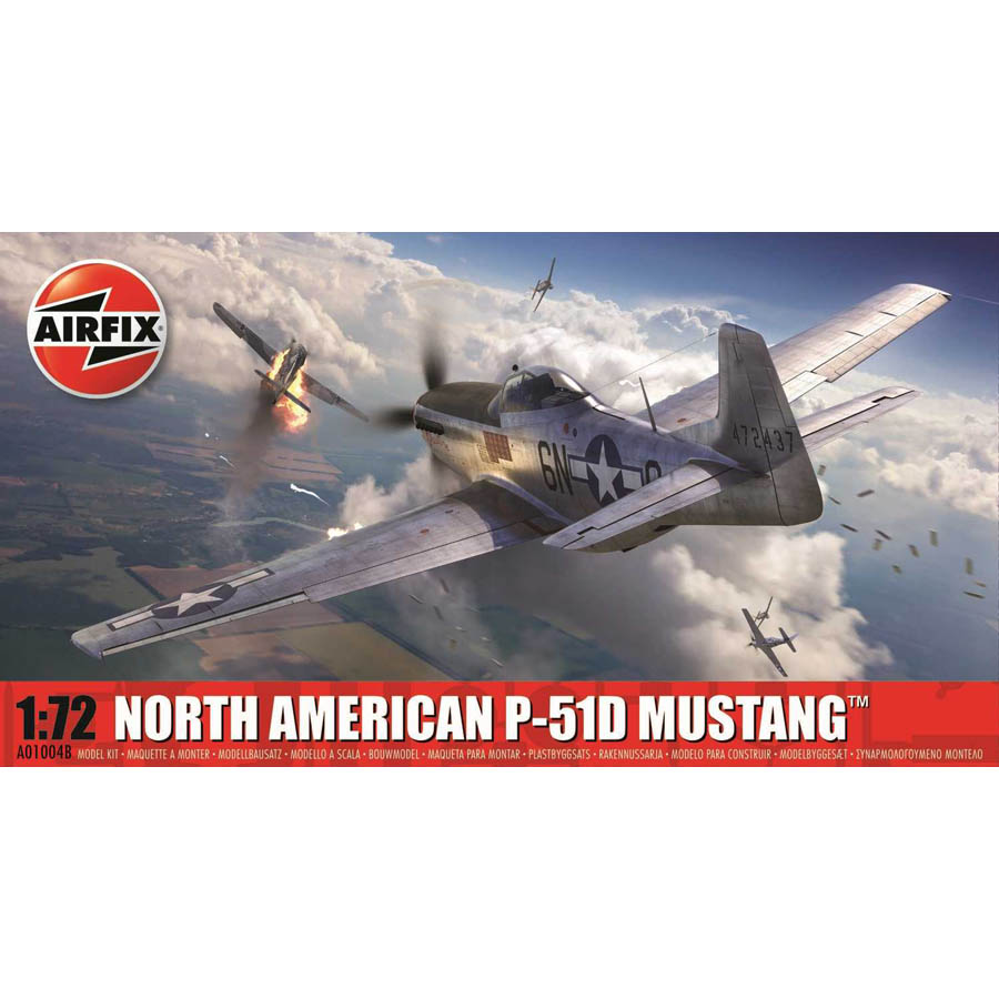 Airfix North American P-51D Mustang Model Set lietadlo 1:72, 53 dielov (NORTH AMERICAN P-51D MUSTANG)