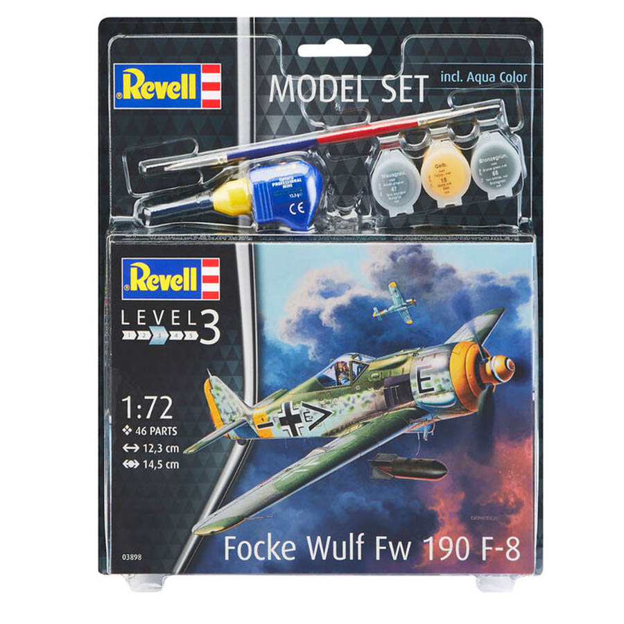 Revell Focke Wulf Fw190 F-8 Model Set lietadlo 1:72, 46 dielov + farby + lepidlo + štetec