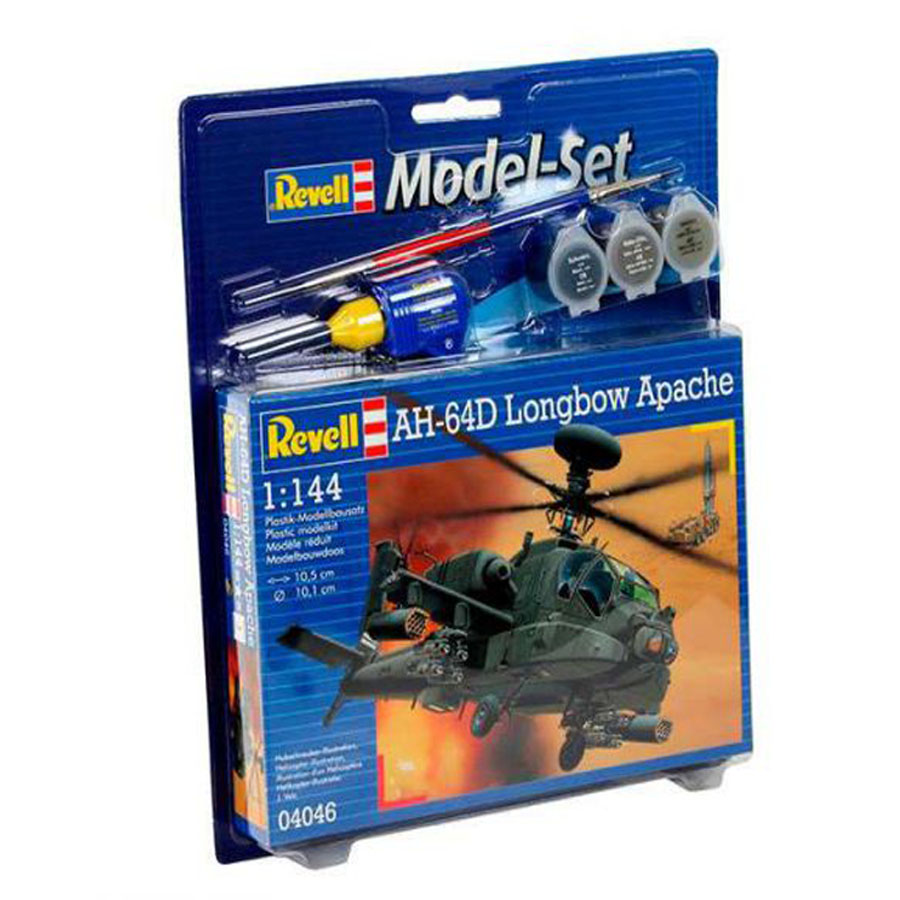 Revell AH-64D Longbow Apache Model Set vrtuľník 1:144, 79 dielov + farby + lepidlo + štetec