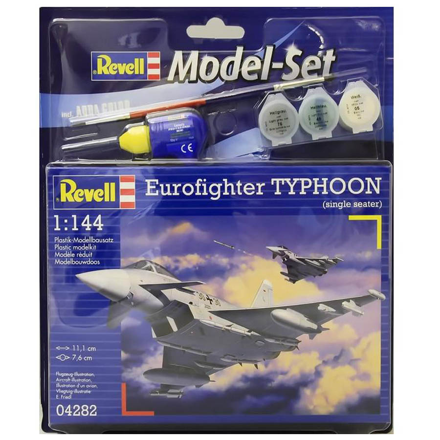 Revell Eurofighter Typhoon Model Set lietadlo 1:144, 63 dielov + farby + lepidlo + štetec