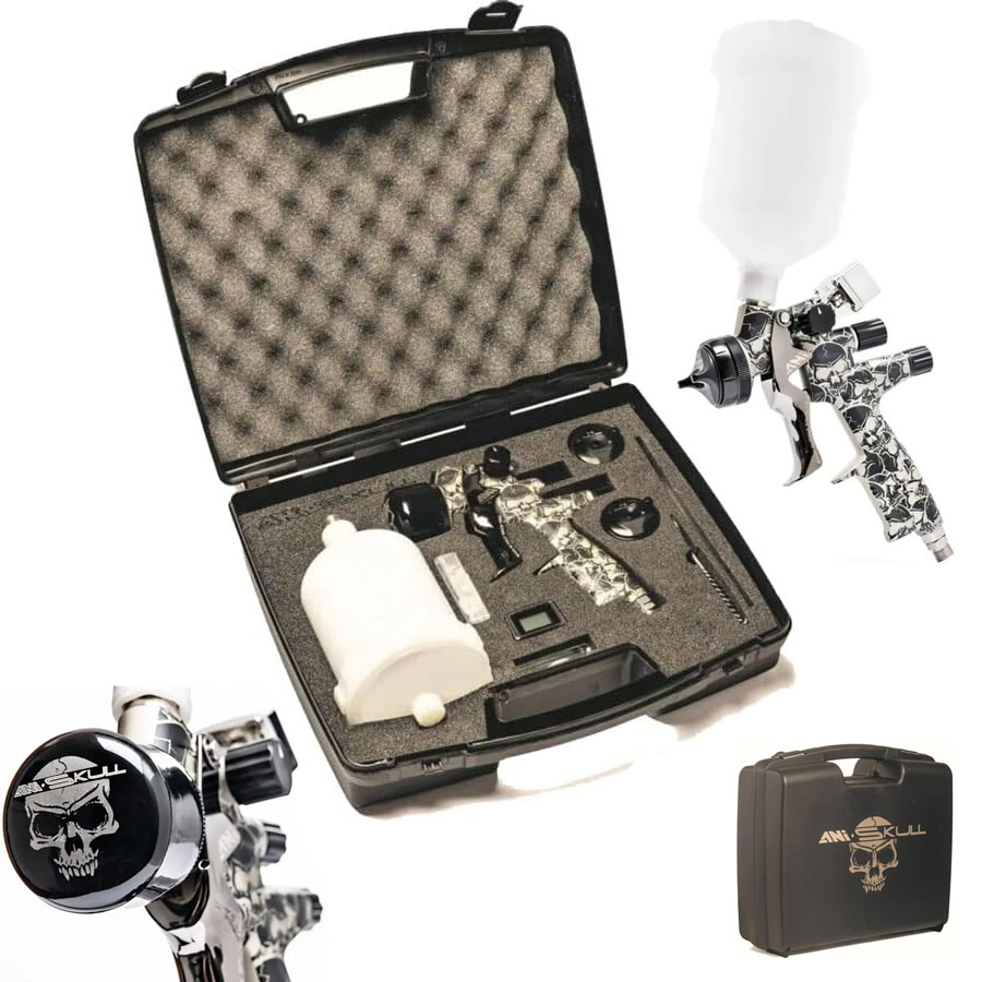 Striekacia pištoľ ANI SKULL/S TMD2 v kufríku 3 v 1 (CLEAR, WB, HVLP) s digitálnym manometrom 1,3 mm tryska - prémiová talianska kvalita