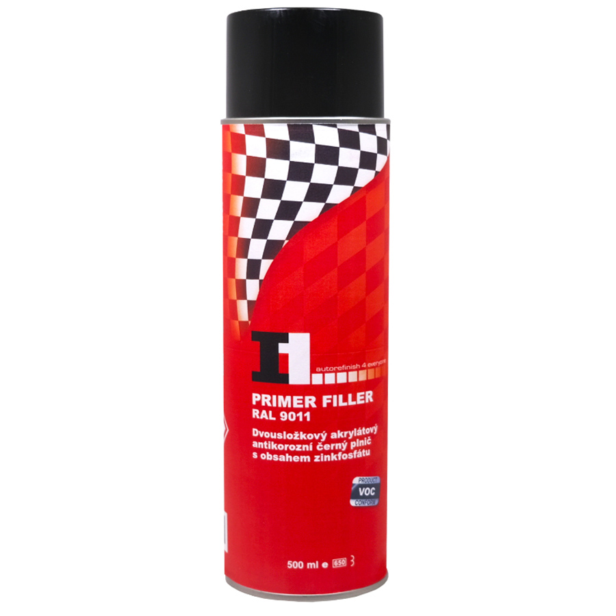 PRIMER FILLER SPREJ - 2K AKRYLÁTOVÝ PLNIČ, odtieň: RAL9011-ČIERNY, Objem: 500ml