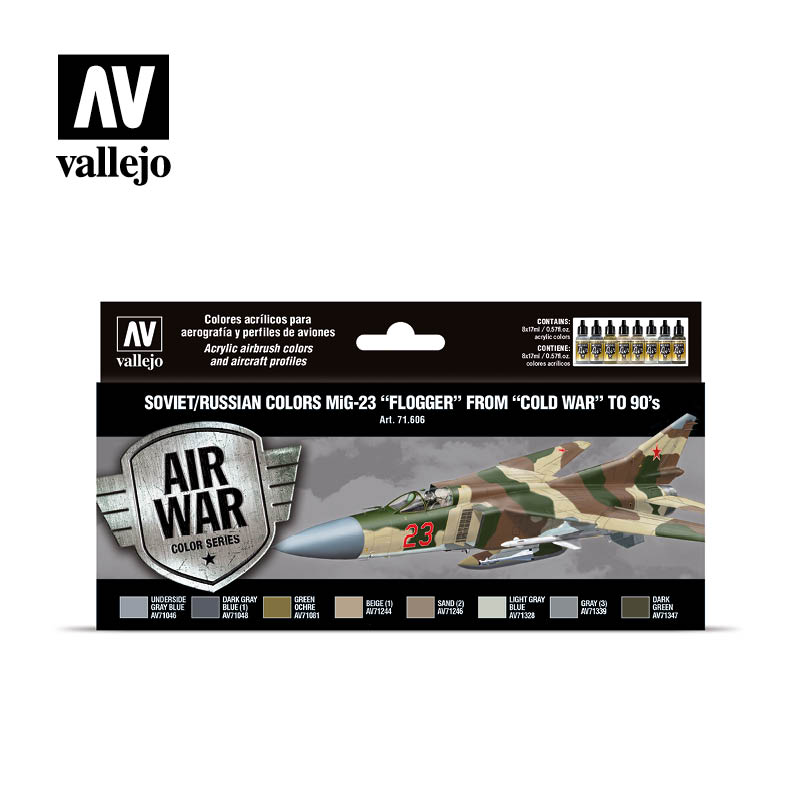 Vallejo sada farieb: Sovietske/ruské farby MiG-23 „Flogger“ zo 70. až 90. rokov, 8x17ml