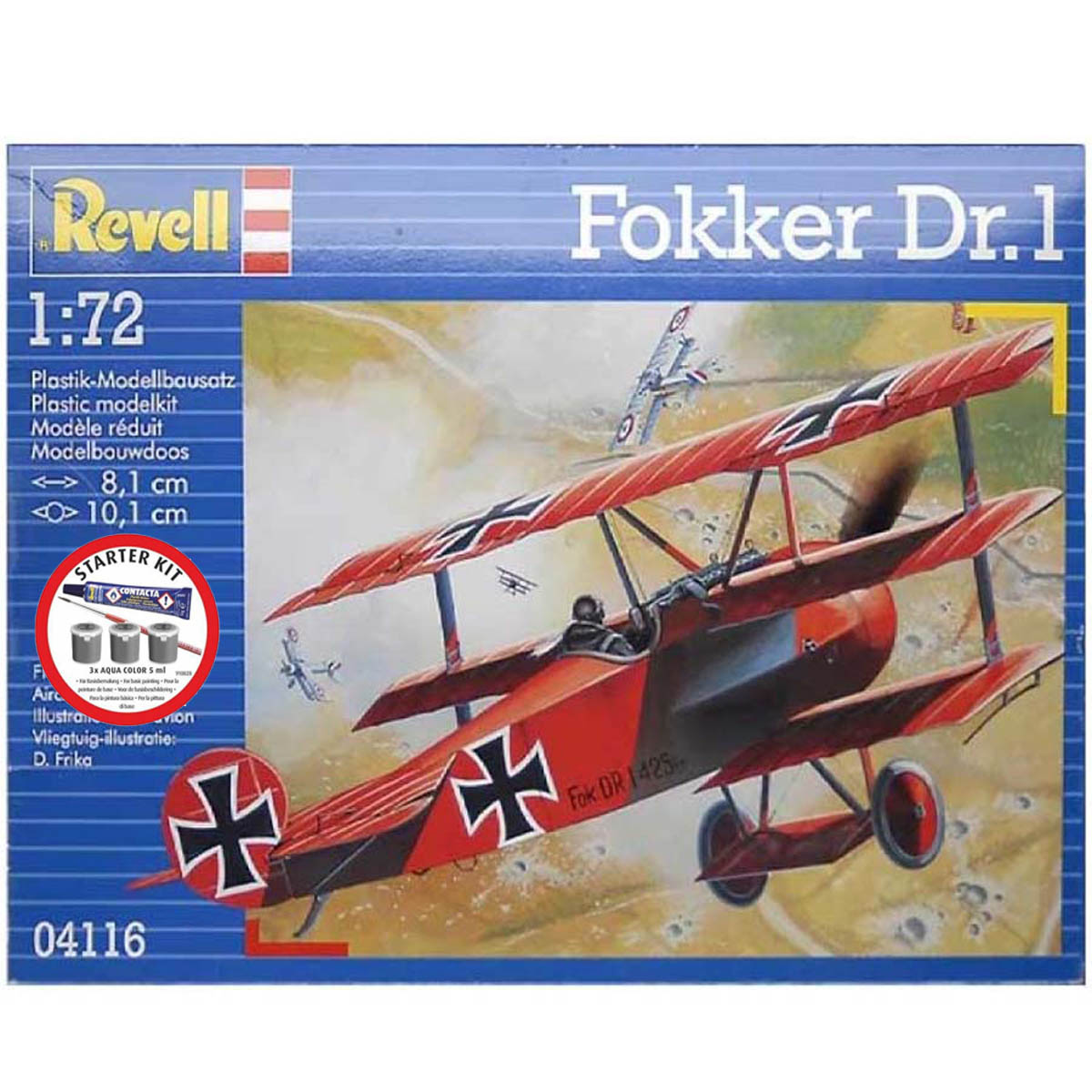 Revell Fokker Dr.1 Triplane Model Set lietadlo 1:72, 37 dielov + farby + lepidlo + štetec
