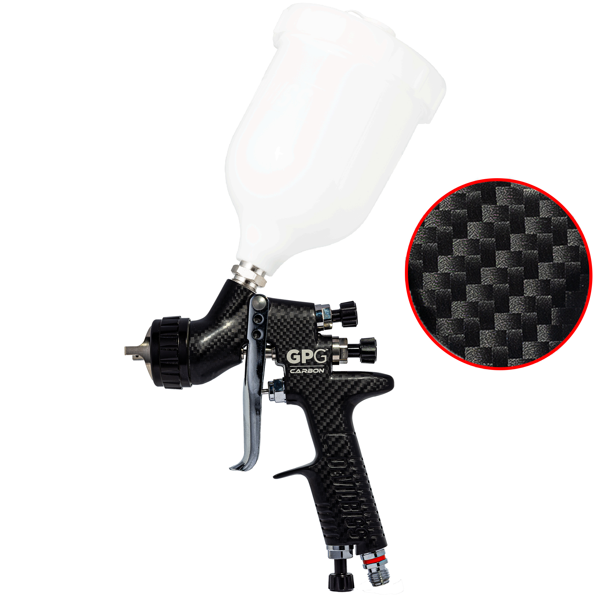 Striekacia pištoľ DeVilbiss GPG CARBON EDITION pre lak a metalízu, Novinka 2025, Nádržka 600ml