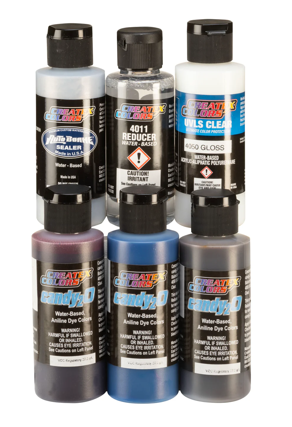 Createx candy2O Hobby Set – 4682-01 6 x 60 ml – Sada transparentných candy airbrush farieb