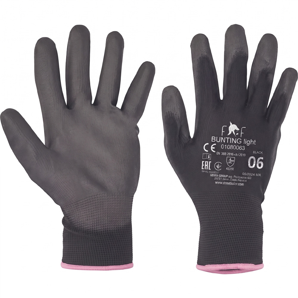 Ochranné pracovné rukavice Fridrich & Fridrich BUNTING LIGHT čierne, veľkosť 6-XS