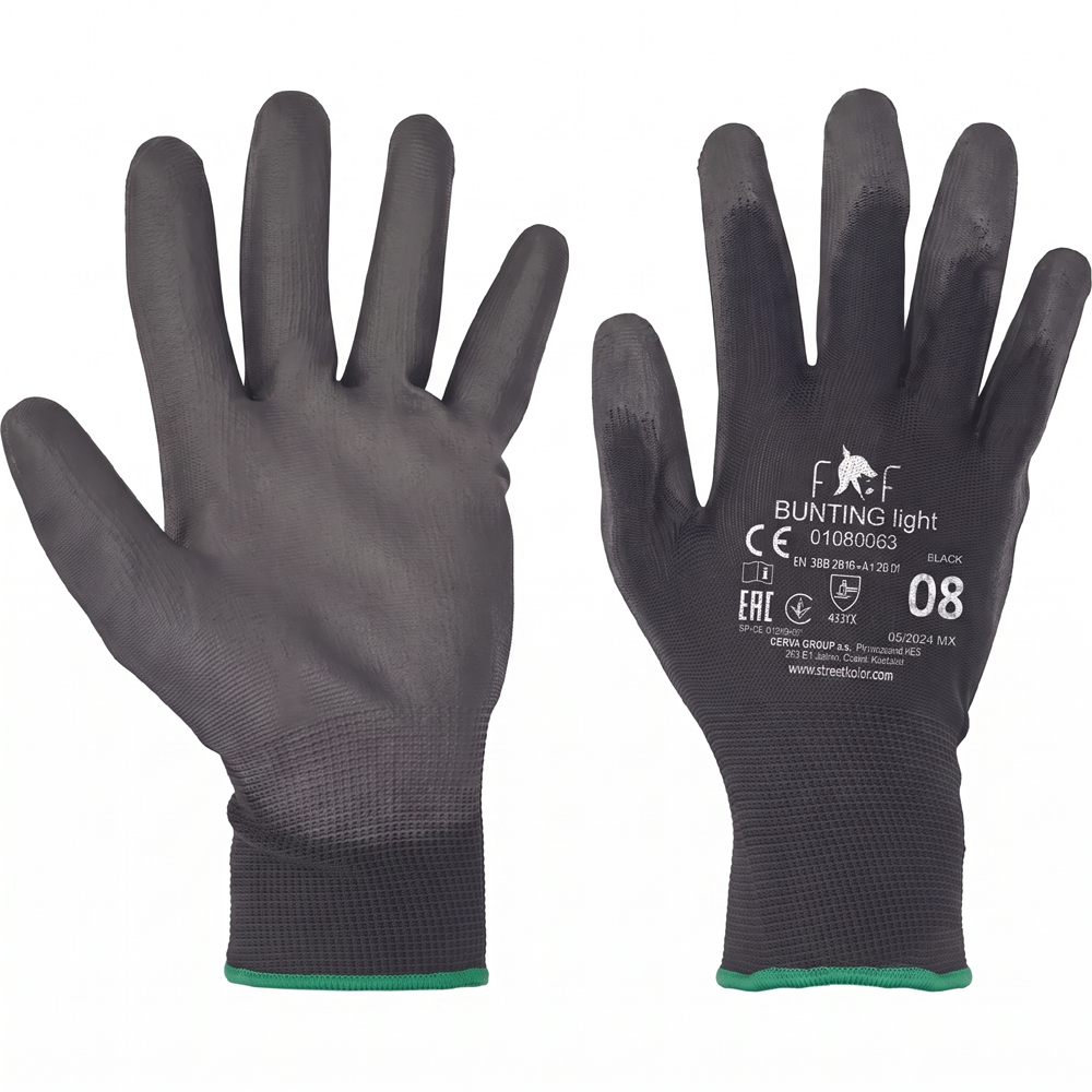 Ochranné pracovné rukavice Fridrich & Fridrich BUNTING LIGHT čierne, veľkosť 8-M