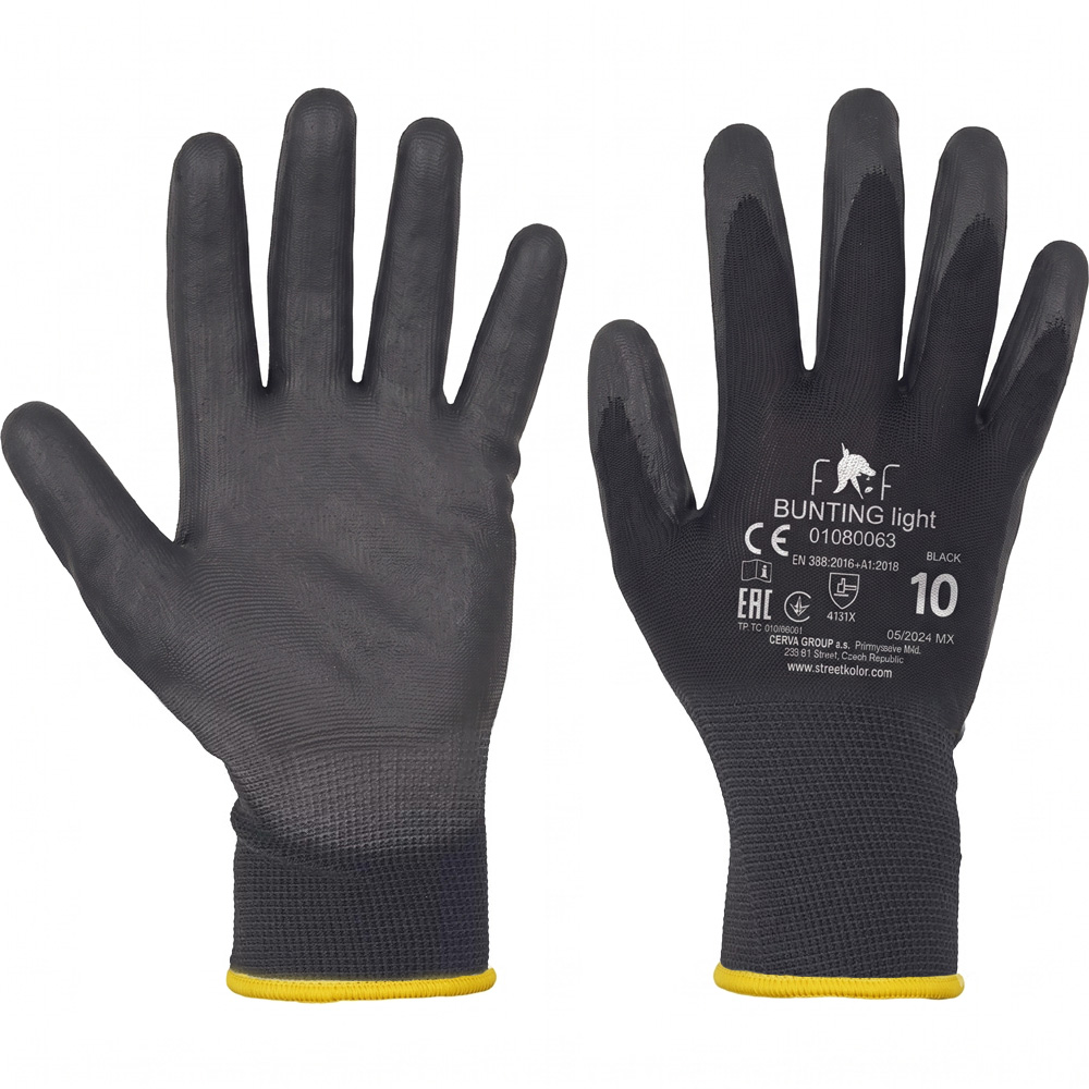 Ochranné pracovné rukavice Fridrich & Fridrich BUNTING LIGHT čierne, veľkosť 10-XL