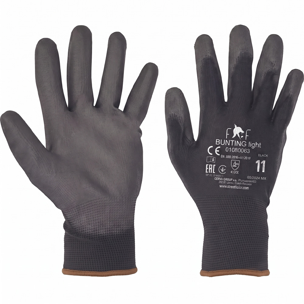 Ochranné pracovné rukavice Fridrich & Fridrich BUNTING LIGHT čierne, veľkosť 11-XXL