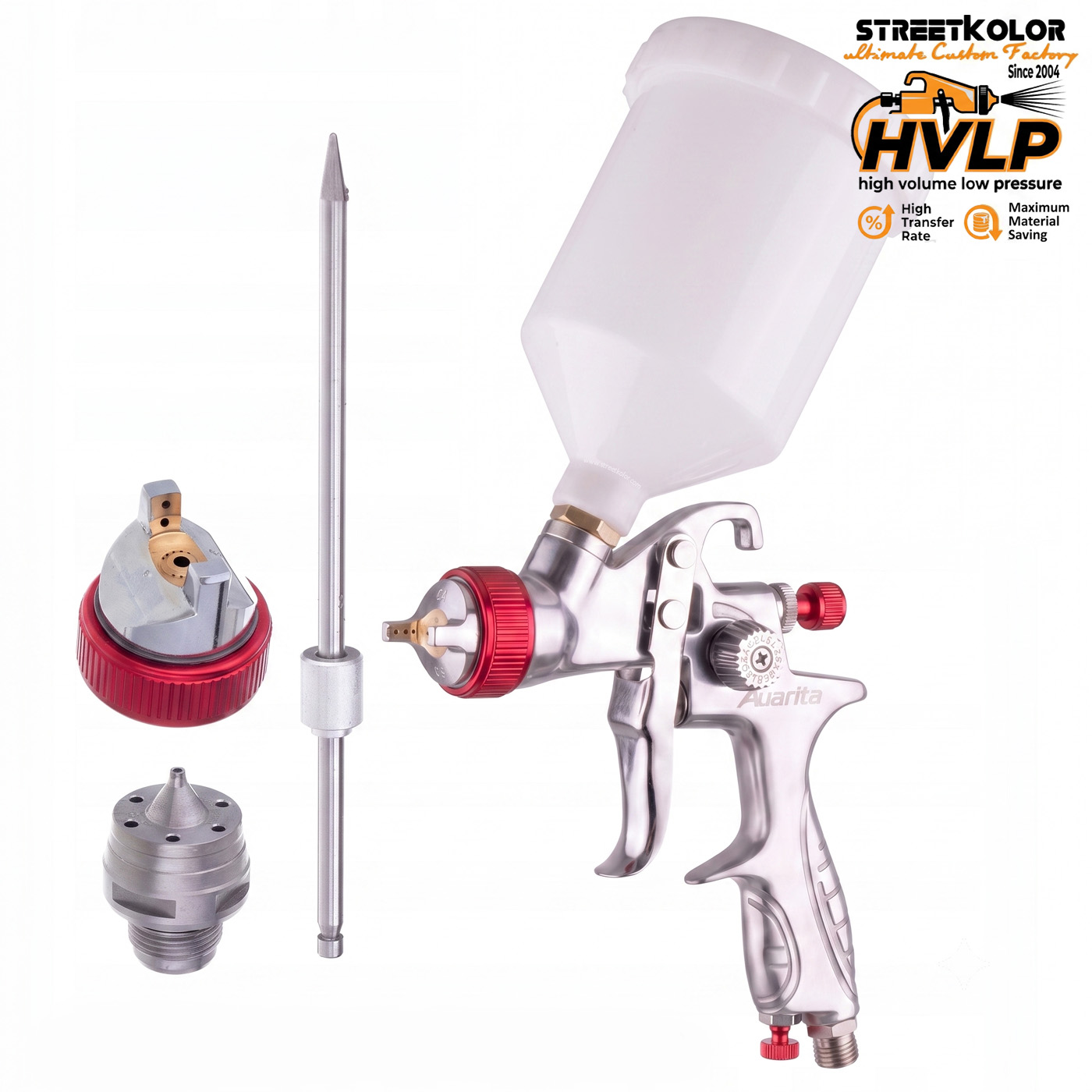 Striekacia pištoľ Auarita H-887P HVLP 1,3 mm + 1,7 mm náhradná sada (170-300 l/min.)