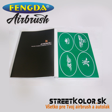 Kniha nalepovacích airbrush šablón FENGDA, 100ks šablón