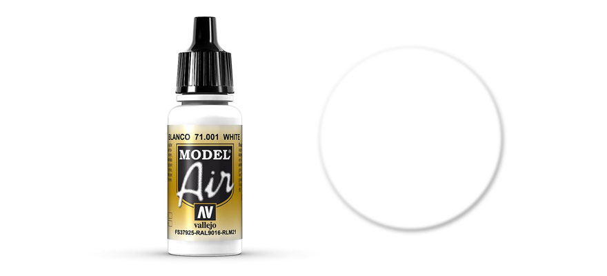 Vallejo 71.001 biela akrylová airbrush farba 17 ml (VALLEJO MODEL AIR 71.001 WHITE / BLANCO / FS37925)