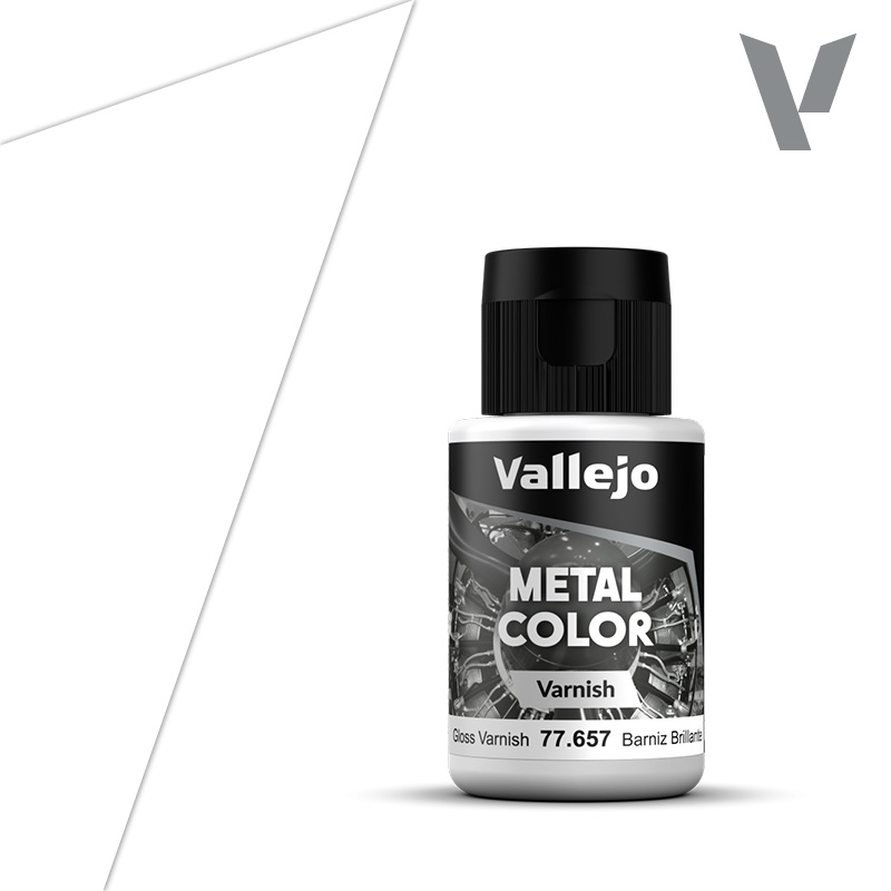 Vallejo 77.657 Gloss Metal Varnish - Lesklý lak na metalické farby 32 ml