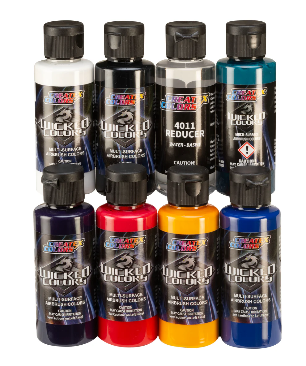 8x60ml Wicked Primary sada airbrush farieb, W102-00