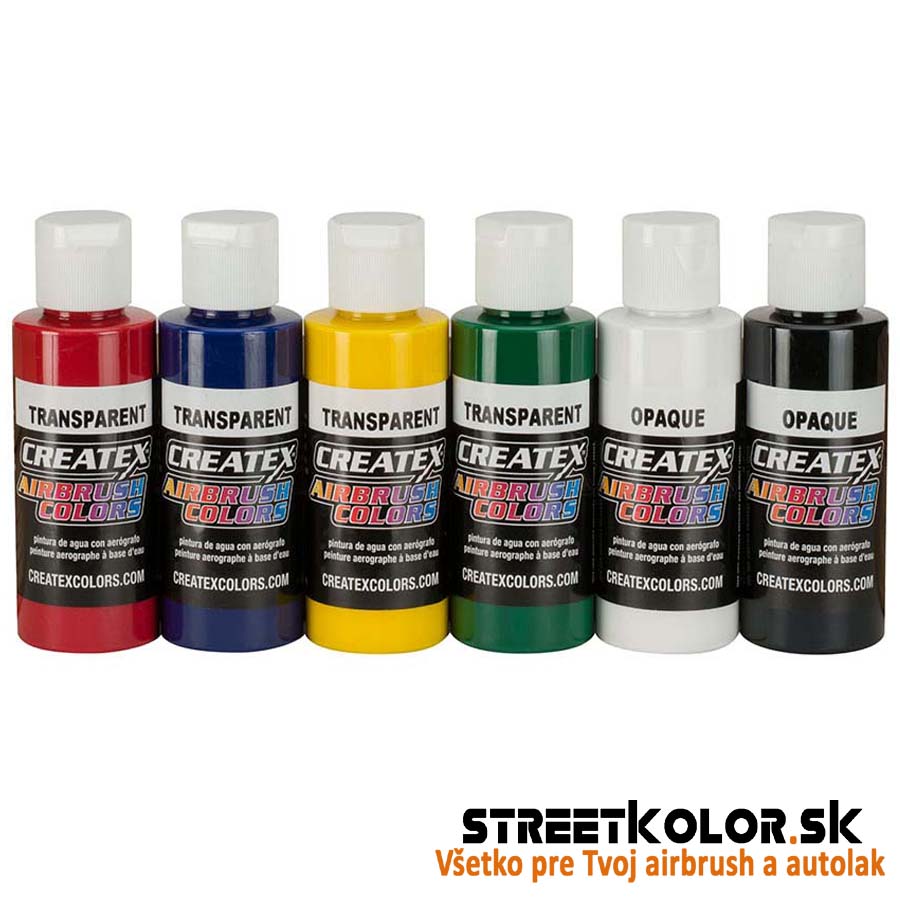 6x60ml CreateX základná sada airbrush farieb, 5801-00