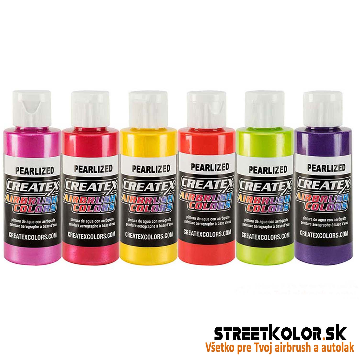 6x60ml CreateX perleťová sada II airbrush farieb, 5811-00