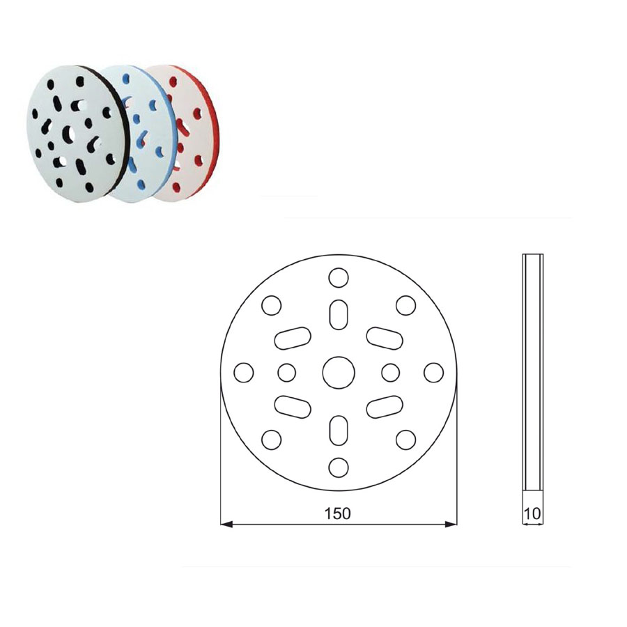 Penová medzipodložka mäkká (čierna), 15 dier, priemer: 150mm, hrúbka: 10 mm