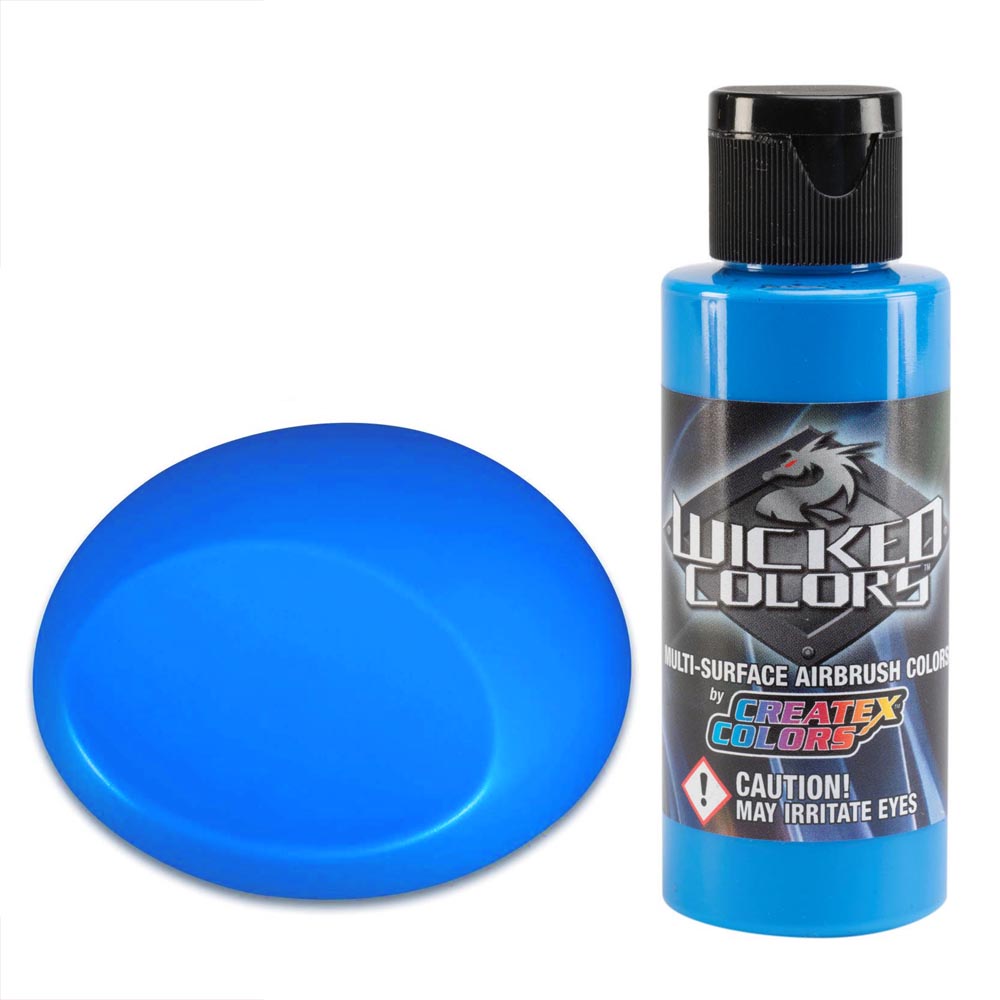 Wicked W028 Fluorescenčná Modrá Farba 60ml  (WICKED W028 FLUORESCENT BLUE AIRBRUSH PAINT 2 FL. OZ -)