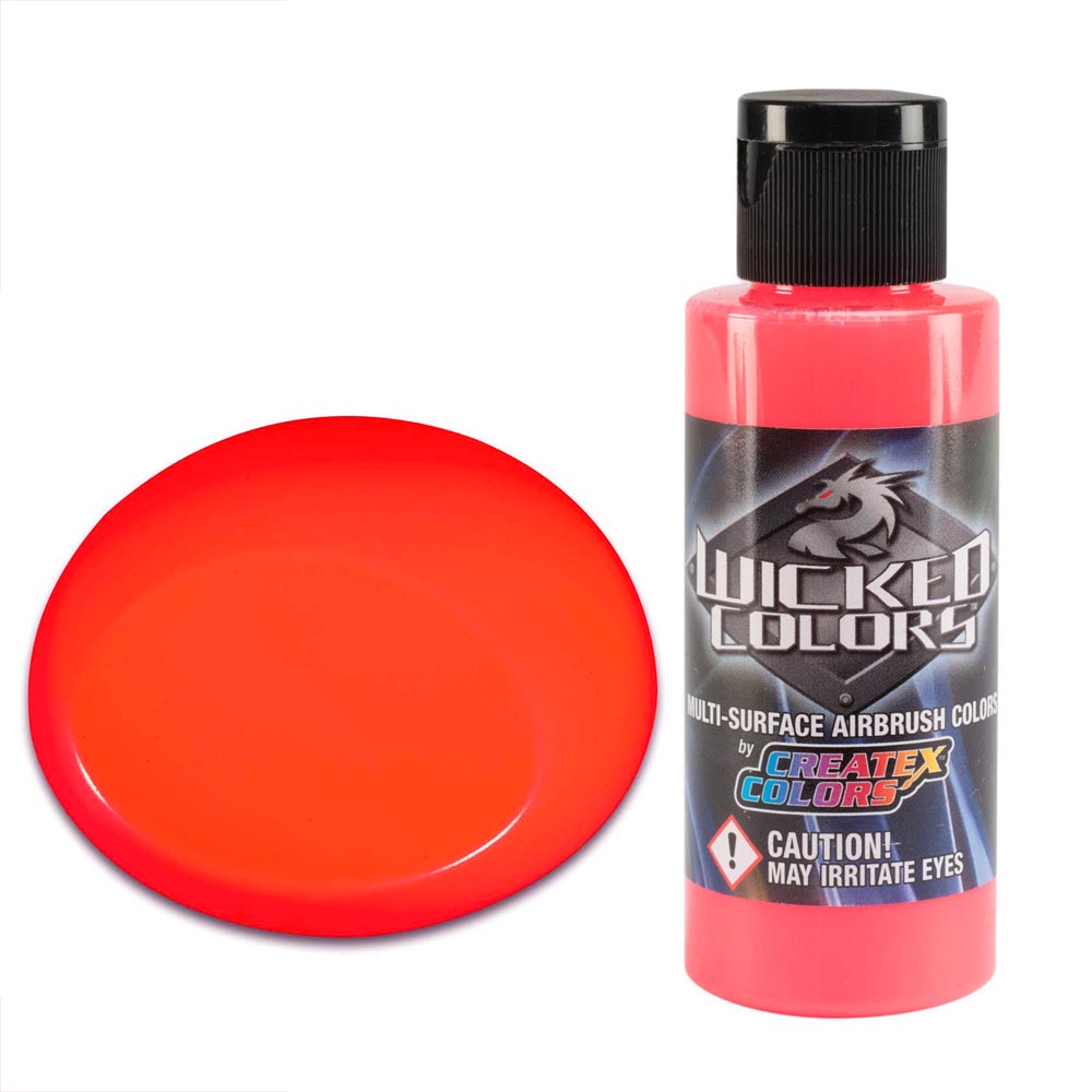Wicked W022 Fluorescenčná Červená Farba 60ml  (WICKED W022 RED FLUORESCENT AIRBRUSH PAINT 2 FL.OZ -)