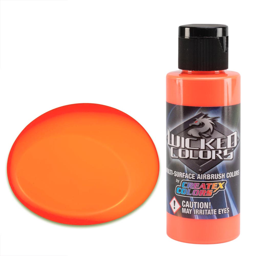 Wicked W027 Fluorescenčná Oranžová Farba 60ml (WICKED W027 FLUORESCENT ORANGE AIRBRUSH PAINT 2 FL. OZ)