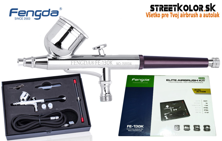 FENGDA FE-130K airbrush set 0,2+0,3+0,5 mm ihla a tryska + hadica