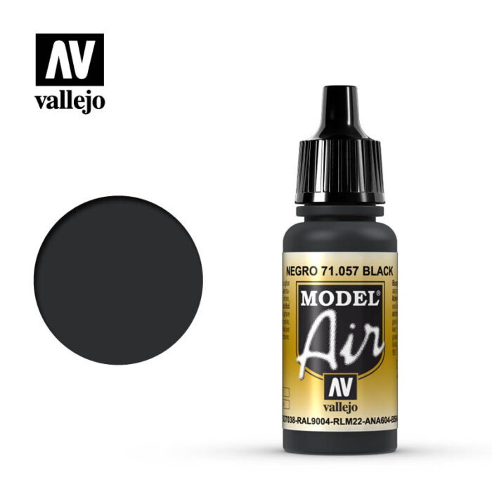 Vallejo 71.057 čierna airbrush farba 17 ml